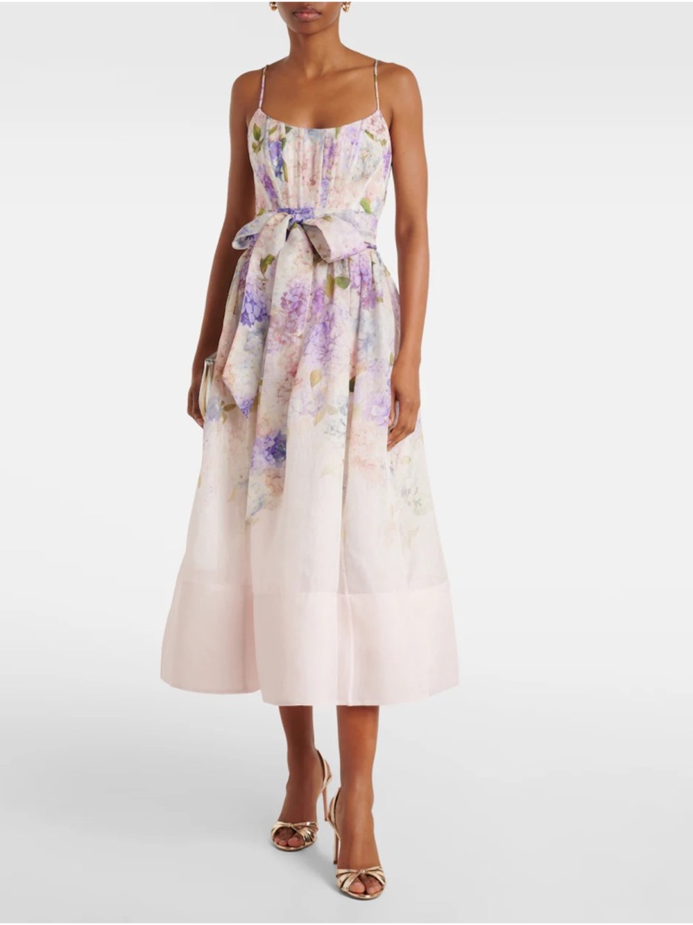 Zimmermann Pastel Floral Backless Midi Dress in Pink and Lavender linen size 2 - Picture 4 of 10